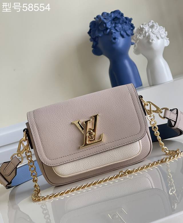 Top-quality original home photo M58554 taupe Lockme Tender handbag made of soft