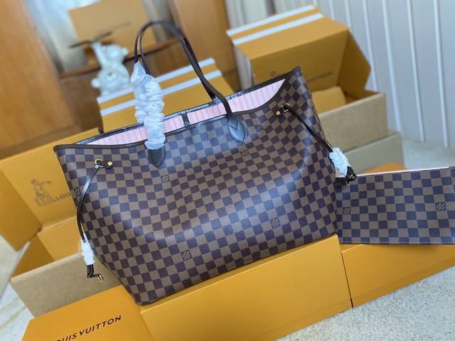 Top-quality original N41602 Brown Plaid Pink N41357 Neverfull Large Tote Bag fe