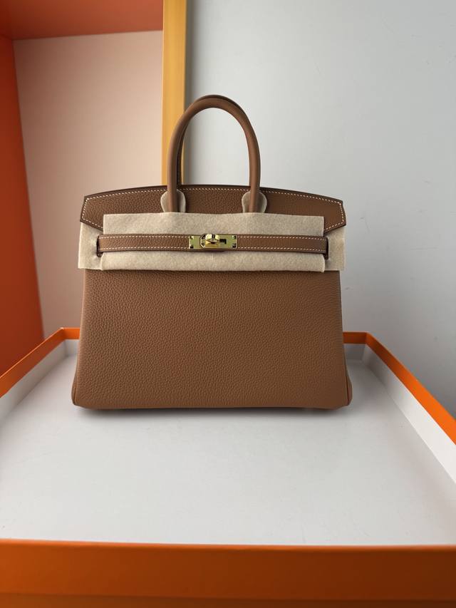 In stock Bk25 Golden Brown Togo leather Platinum 25 30cm Fully hand-sewn waxed