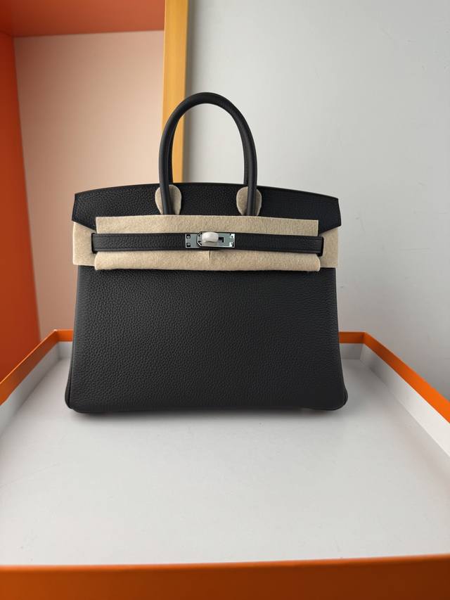 Spot Bk25 Black Togo Leather Platinum 25 30cm Fully hand-sewn waxed thread All-