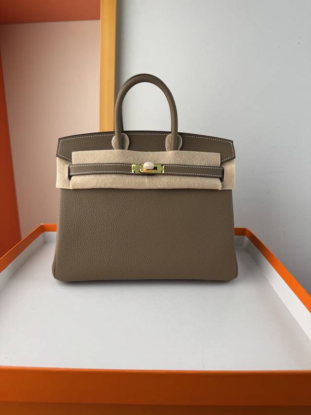 Spot Bk25 Elephant Gray Togo Leather Platinum 25 30cm Fully hand-sewn waxed thr
