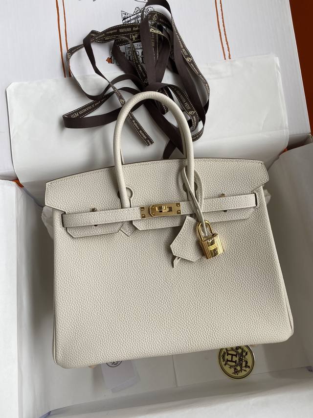 Birkin 25 30 35cm, 1000 1100 1200, imported Togo leather milkshake platinum buck