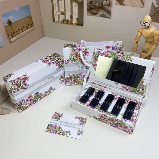 Dior Floral Blue Gold Lipstick Sample 5-piece Set