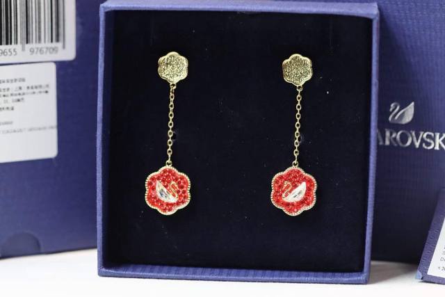 Swarovski Swarovski Blooming Red Swan Earrings These delicate and auspicious ear