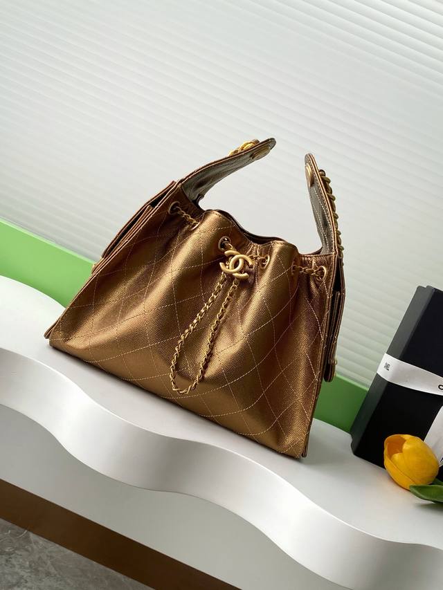 25C Ball Grain Leather Hip Hop Bag Chanel Hobo Underarm Bag Hippie Underarm Bag