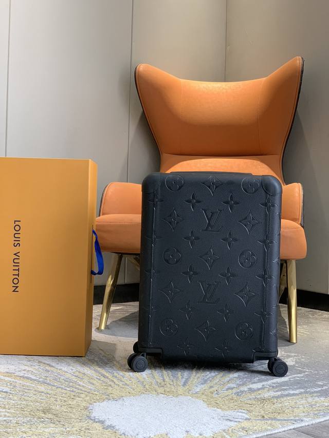 Original 55cm tall leather-wrapped Horizon four-wheeled trolley case. The only