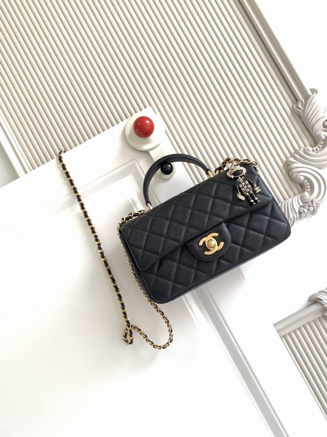 Chanel 21K latest Mini Cf Handle Handbag As2431 with accessories. The classic di