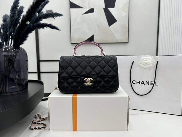 With accessories As2431 colorblock lambskin Chanel 23P latest Mini Cf Handle han
