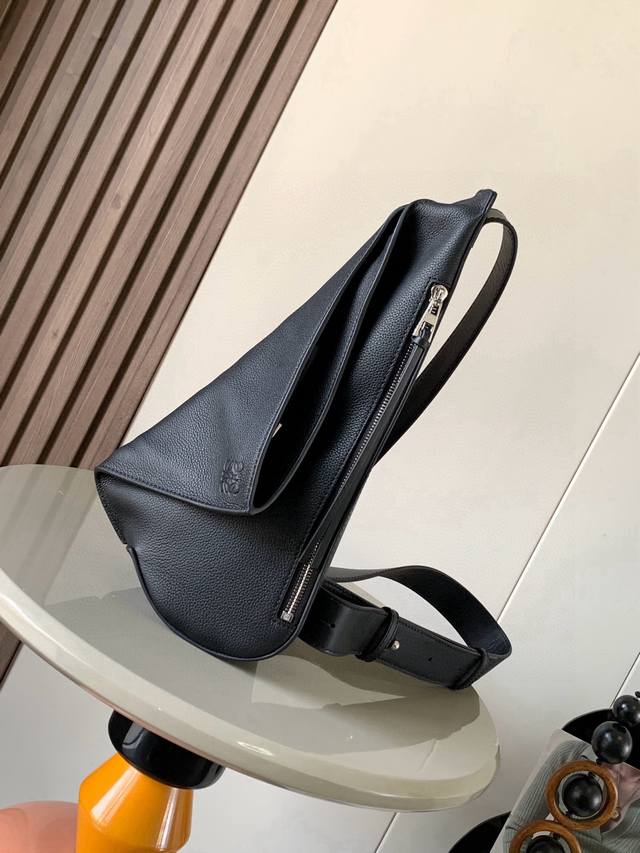 Men's crossbody bag chest bag soft and smooth cowhide and jacquard fabric Anton