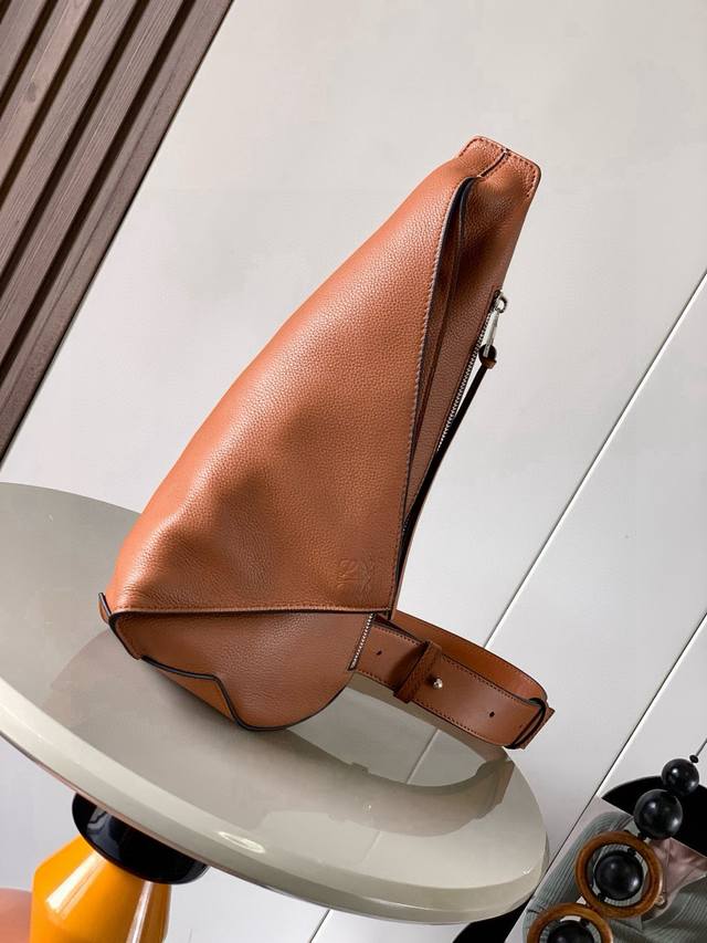 Men's crossbody bag chest bag Soft and smooth cowhide leather and jacquard fabri