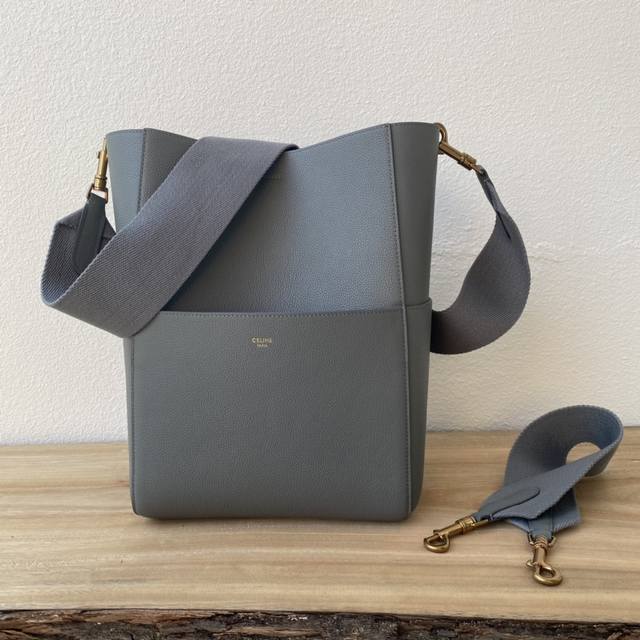 Top-grade original Cel_Ine Sangle bucket bag with a single shoulder strap and a