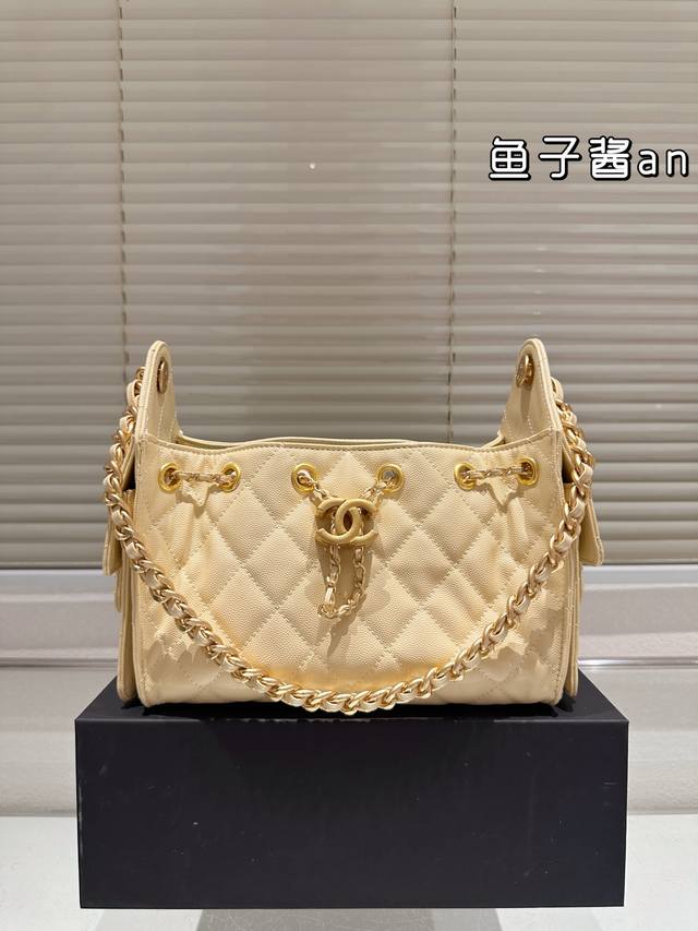 Caviar Mini Chanel 25S Hobo Spherical Cowhide Leather Shopping Bag with Embroide
