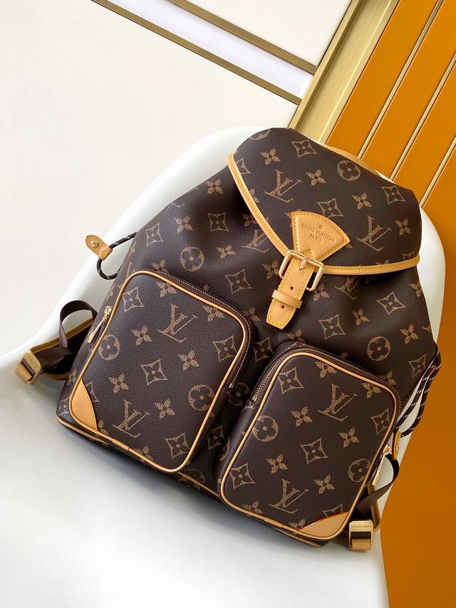 M14198. This all-leather, resizable, and chip-coated Christopher Small Backpack,