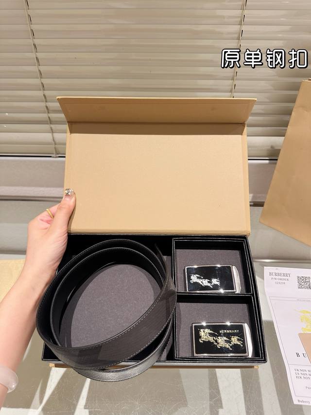 Double-headed steel buckle High-end version! Burberry leather belt ~ The most po