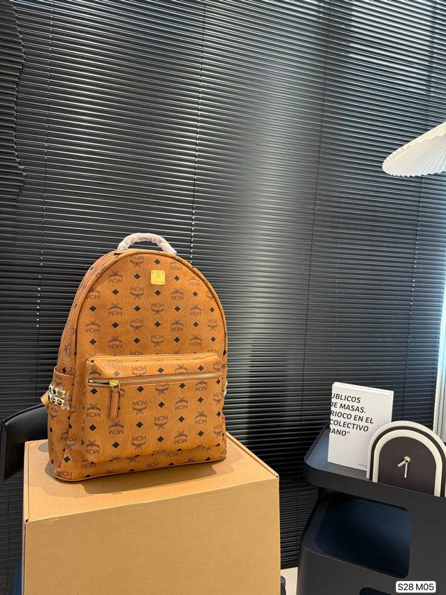 Large size with box Upgraded version of Mcm backpack Ingenious silk screen effe