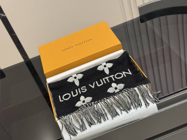 With boxSize: 170*35Cm Lv Fw newly added double-sided scarf is so beautiful! 100