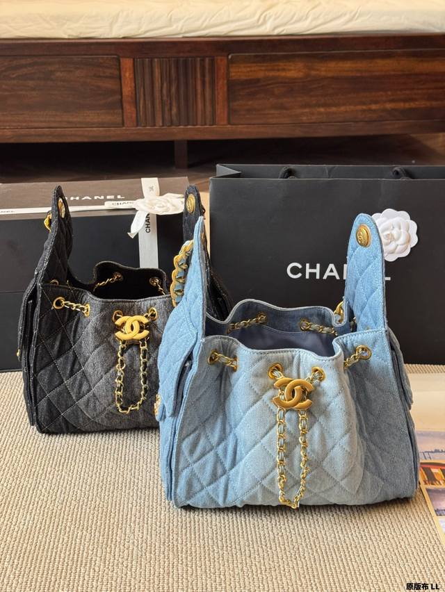Original fabric Chanel | 25S Light Blue Denim Hobo Chanel Denim Embroidered Shop