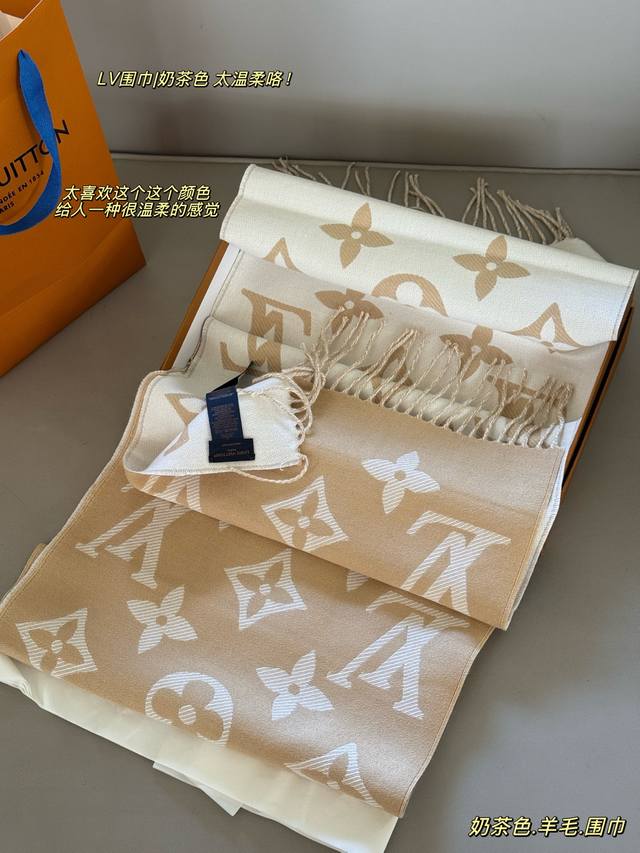 with boxSize: 170*35Cm L's Fw new double-sided scarf is so beautiful! 100% wool