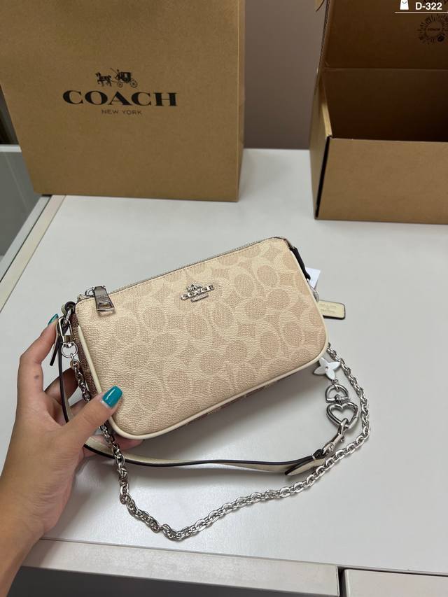 with pendant Coach underarm mahjong bag with long shoulder strap can be worn on
