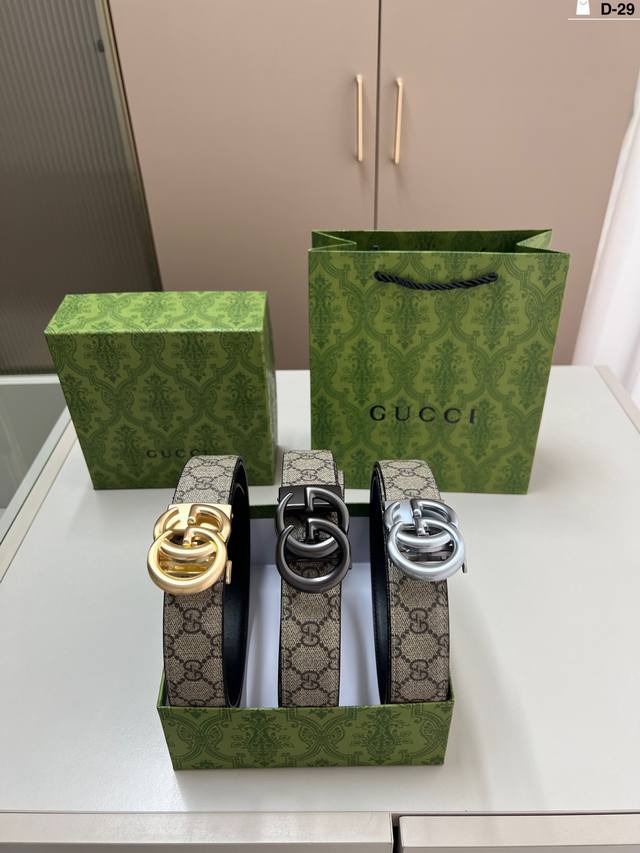 Cool Gucci men's leather belt D-29 full package + handbag DDD