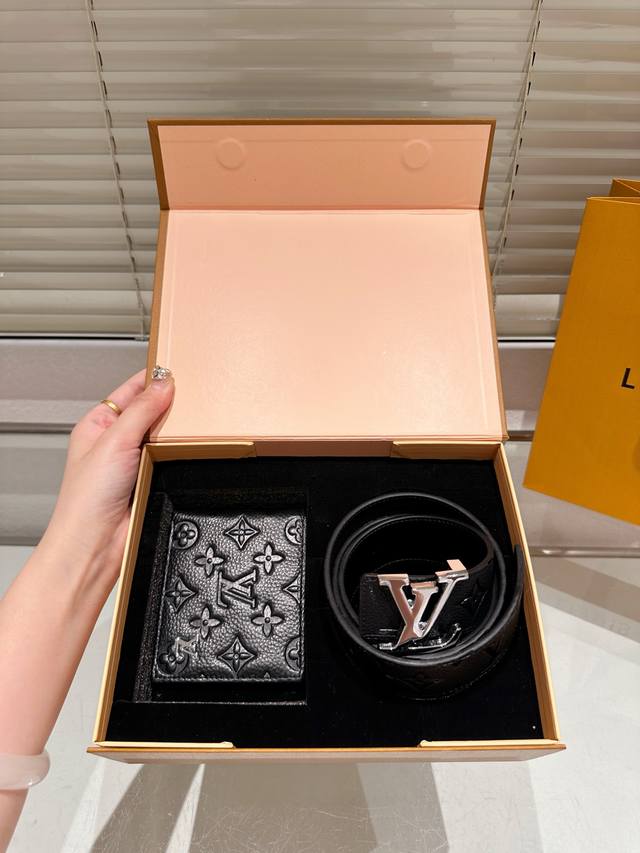 Original wallet belt with gift box High version! LV leather belt ~ popular unis