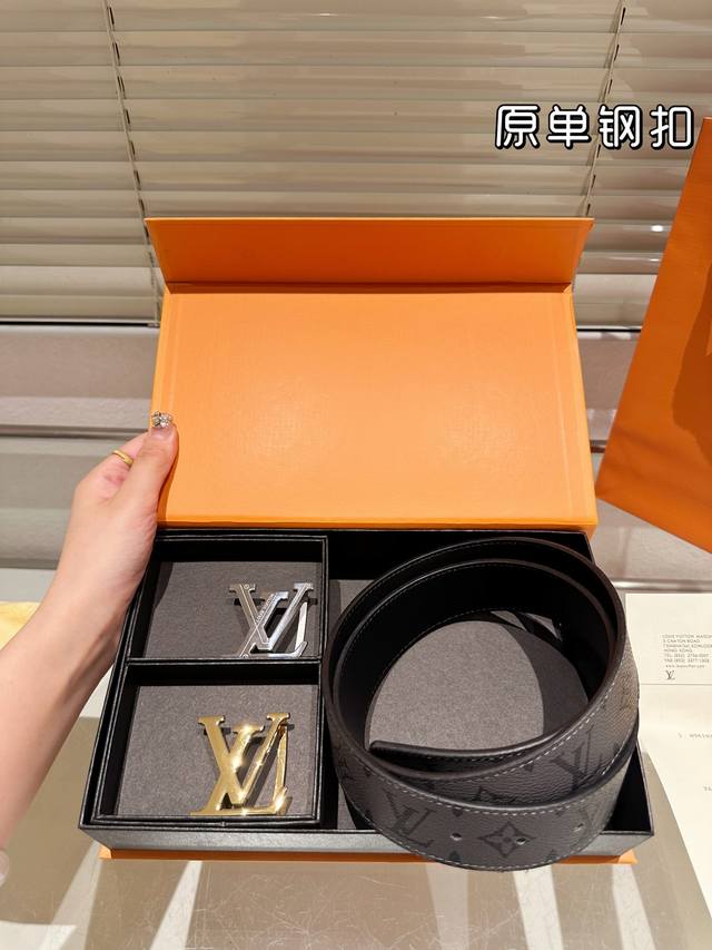 Double-headed steel buckle High version! LV leather belt ~ The most popular vers