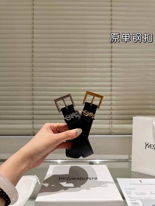 Steel buckle High version! Ysl leather belt ~ The hottest version among the pop