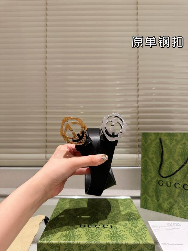 Steel buckle High version! Gucci leather belt ~ The hottest version among the p