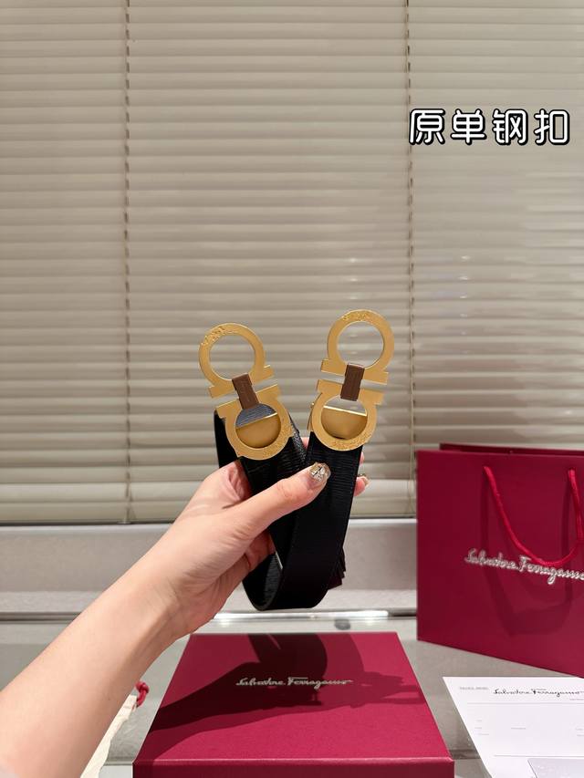 Steel buckle High version! Salvatore Ferragamo leather belt ~ The hottest versi