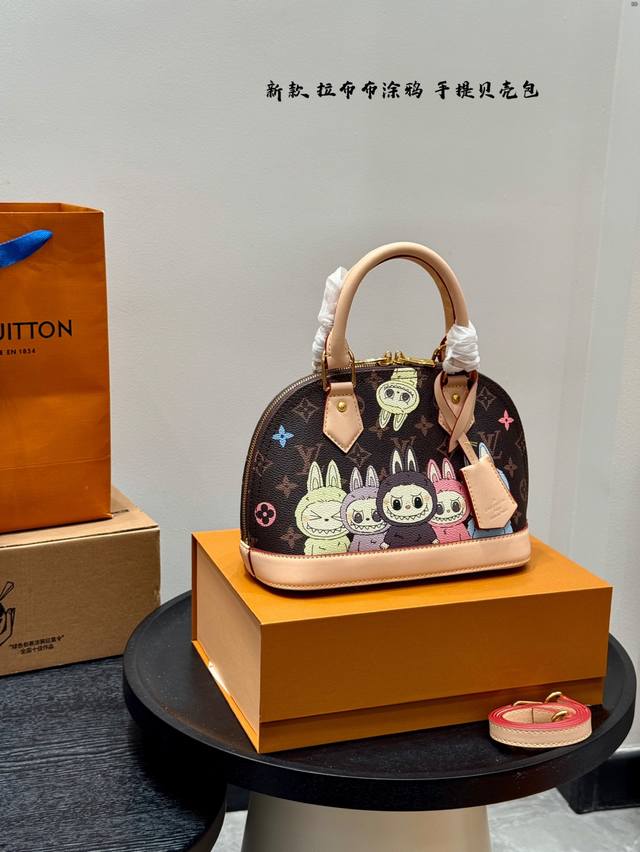 With gift box Lv new Labubu graffiti Alma shell handbag Size: 25*20Cm DDD