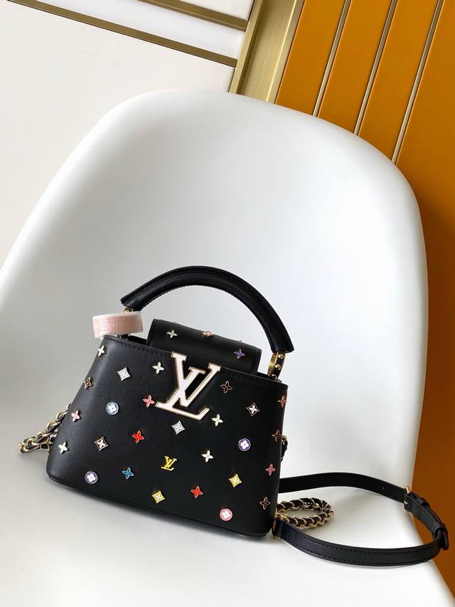 M14165 Black, White, Premium Original, Dynamic 163. This Capucines handbag, part