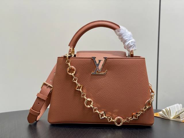 Factory Price: Original M14970 Brown M14381 Chain Full Leather Capucines Medium