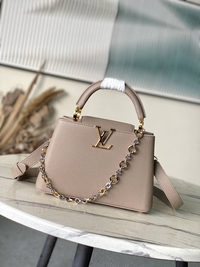 Premium Genuine Leather M12935 Elephant Grey Small. This Capucines Bb handbag i