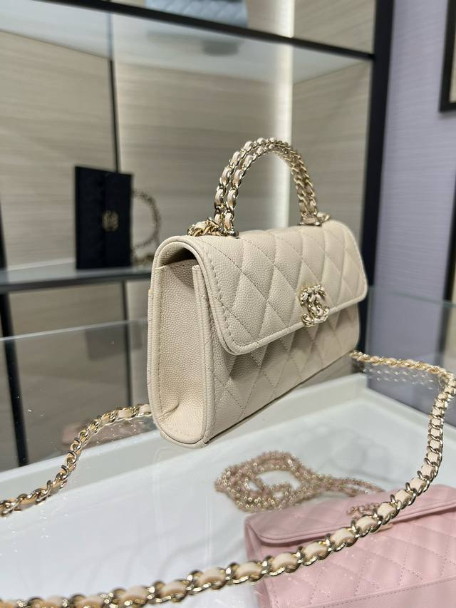 Ohanel 25S new this season's hottest small ball leather Kelly handle bag milk te