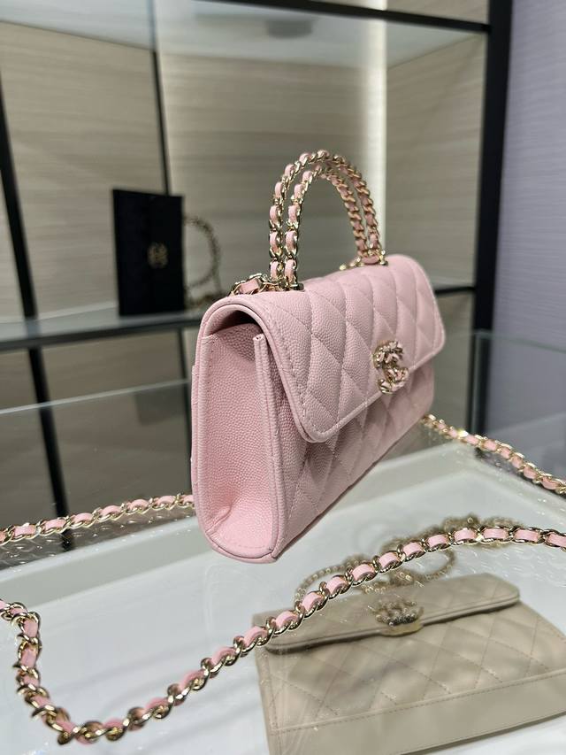 Ohanel 25S new season's hottest small ball leather Kelly handle bag Sakura pink