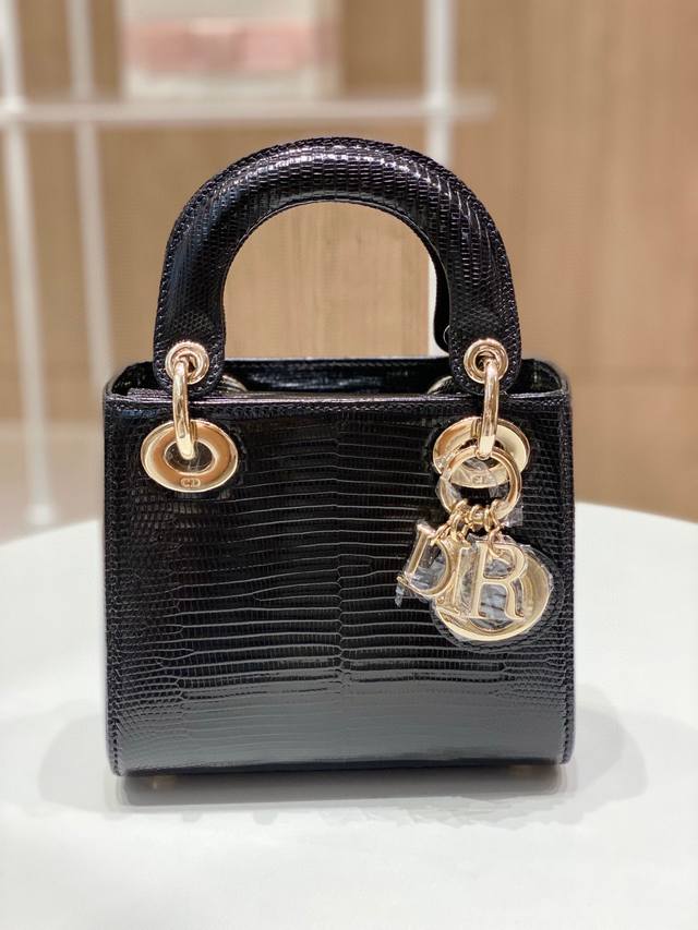 Dior limited edition Mini 17cm imported lizard with imported goatskin full set o
