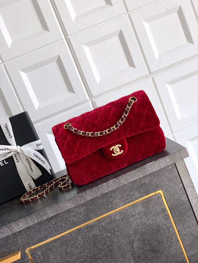 Top-grade original 118 well 23cm double-covered small bright red Ohanel Chanel v