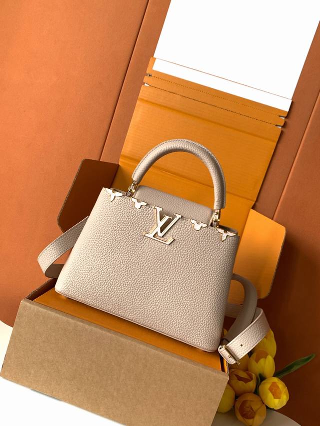 Special Grade All-Steel M25404 Gray Purple Gold This Capucines Bb handbag is cra