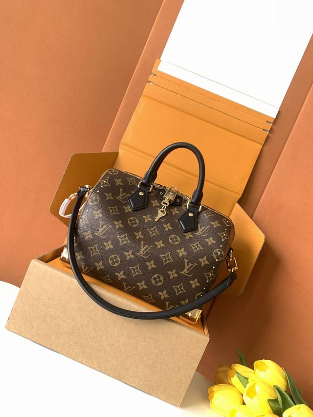 Superior Mb original leather Speedy Trunk 25 handbag Model: M26181 old flower 16