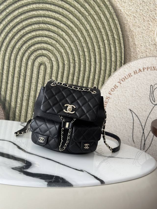 Original leather Actual shot in stock: Cowhide caviar grained backpack 24C Supe