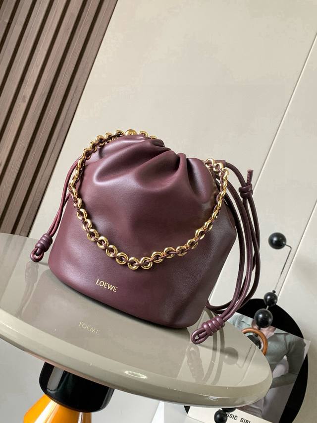 Original leather New soft nappa leather Flamenco Purse Bucket Bag. The new Flame