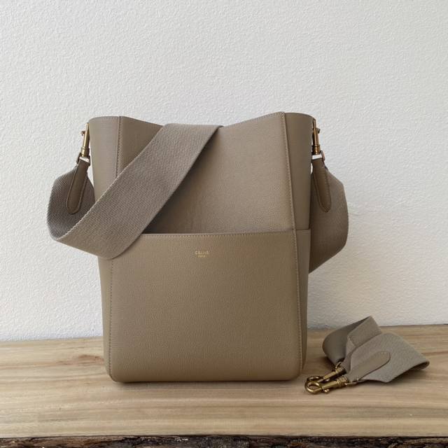 Authentic original Cel_Ine Sangle bucket bag with a single shoulder strap and a