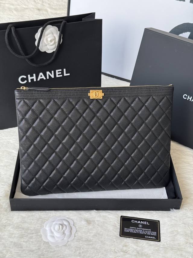 Authentic Chanel - New Leboy Clutch Made of Caviar Scalloped Cowhide. Still a tr