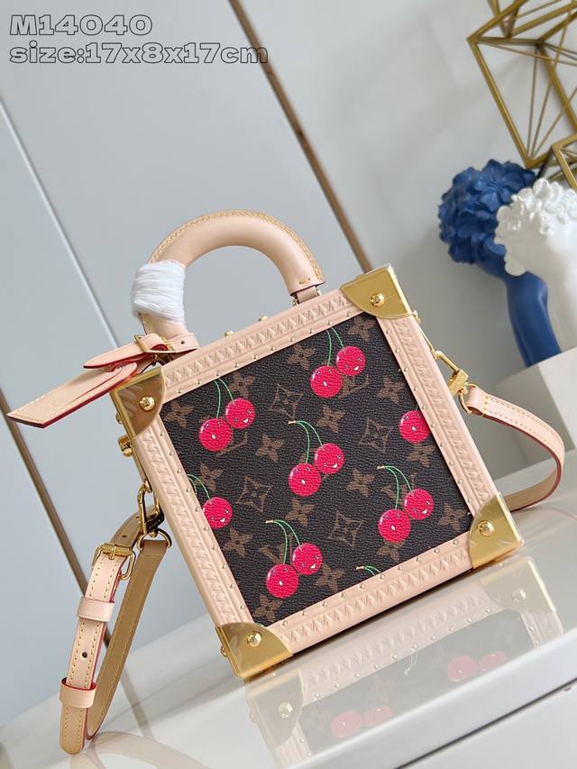Top-grade original M14040 Cherry. This Mini Square Trunk bag, from the Louis Vui