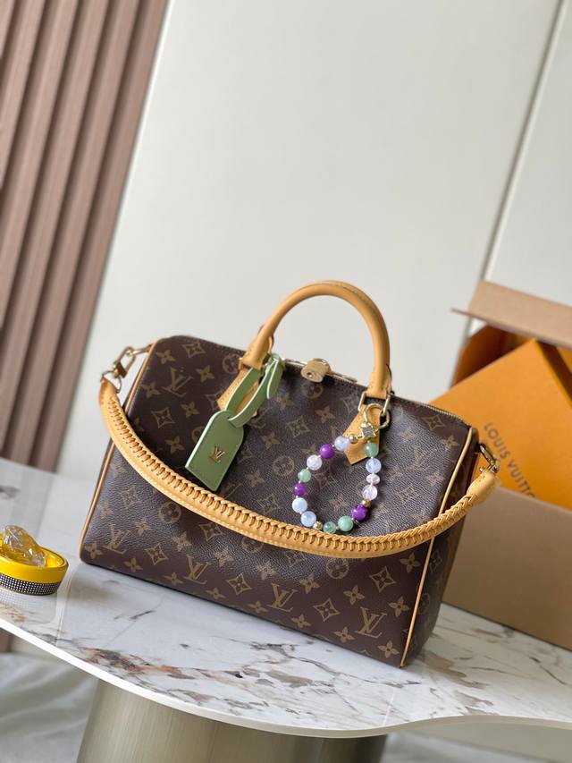 Premium Mb163C chip version original leather Speedy Soft 30 Lucky handbag Model