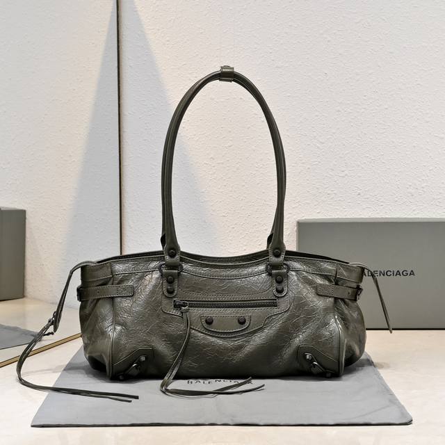 Authentic Bajia style long handle motorcycle bag, color: olive green