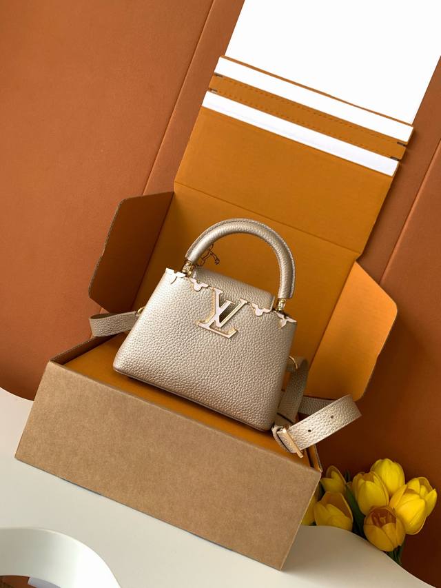 Premium-grade all-steel M11341 metal khaki gold. This Capucines mini handbag, fr