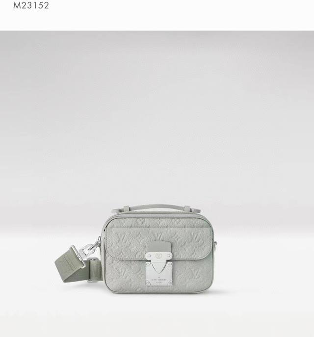 Price Adjustment: Premium Original New M23152 Grey Full Leather Embossed Messen
