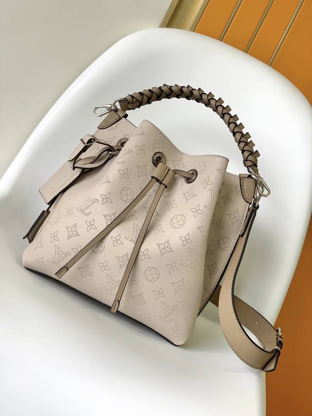 M55800 Black, M55801 Cream White, M55799 Apricot. This premium Muria bucket bag