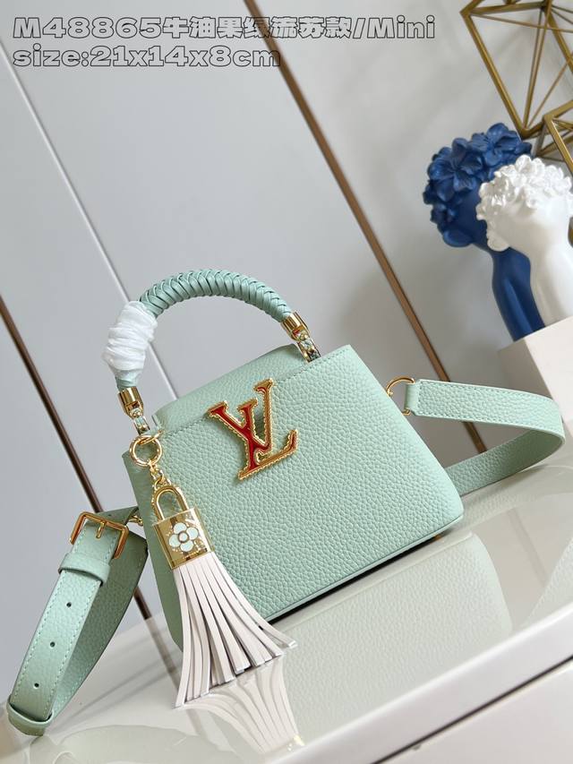 Factory Price: p Premium Original M48865 Avocado Green Tassel Mini M15157. The